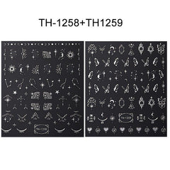 4 Sheets 3D Silvery Bronzing Nail Art Stickers Moon Star Sun Nail Decals