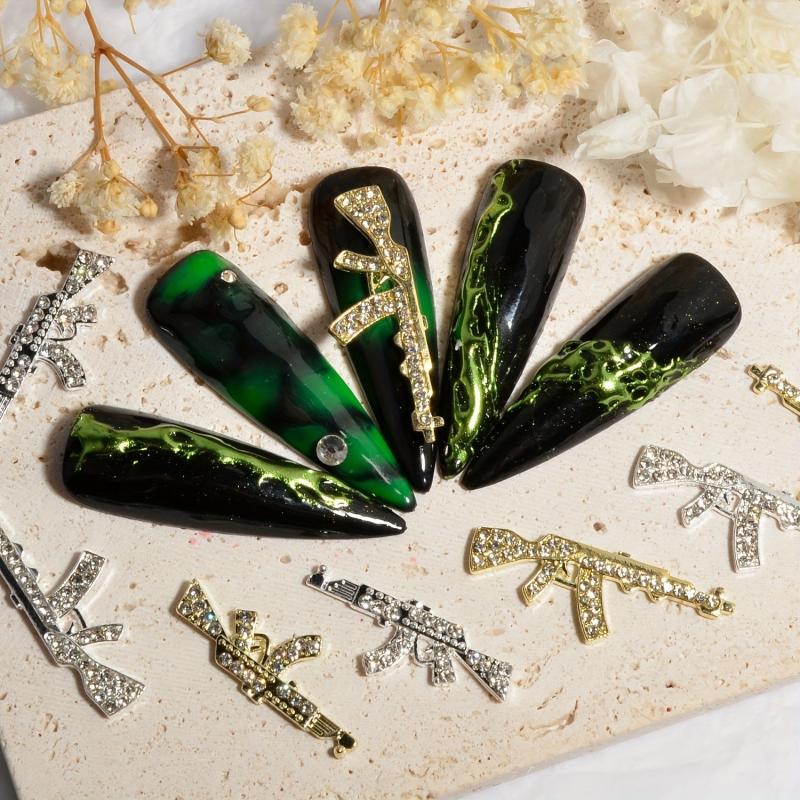 20pcs 3D Alloy Gun Nail Art Charms Crystal Rhinestones DIY Nail Salon Supplies