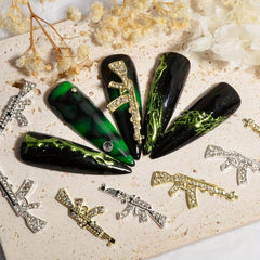 20pcs 3D Alloy Gun Nail Art Charms Crystal Rhinestones DIY Nail Salon Supplies