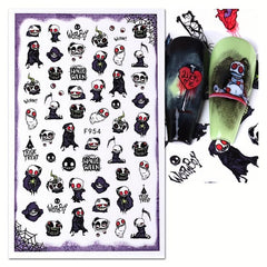 10 Sheets Halloween Nail Art Stickers 3D Self Adhesive Nail Decals