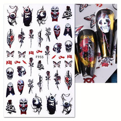 10 Sheets Halloween Nail Art Stickers 3D Self Adhesive Nail Decals