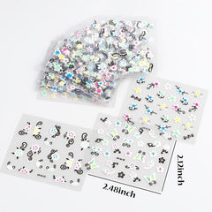 30 pcs Spring 3D Floral Nail Stickers Set - Daisy Flower Butterfly Designs