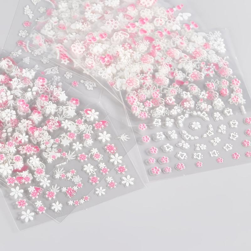 30 pcs Spring 3D Floral Nail Stickers Set - Daisy Flower Butterfly Designs