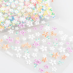 30 pcs Spring 3D Floral Nail Stickers Set - Daisy Flower Butterfly Designs