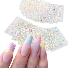 30 pcs Spring 3D Floral Nail Stickers Set - Daisy Flower Butterfly Designs