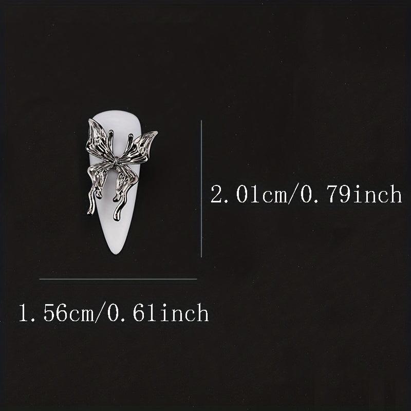 20 Pcs 3D Alloy Butterfly Nail Charms with Crystal Decoration
