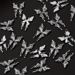 20 Pcs 3D Alloy Butterfly Nail Charms with Crystal Decoration