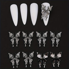 20 Pcs 3D Alloy Butterfly Nail Charms with Crystal Decoration