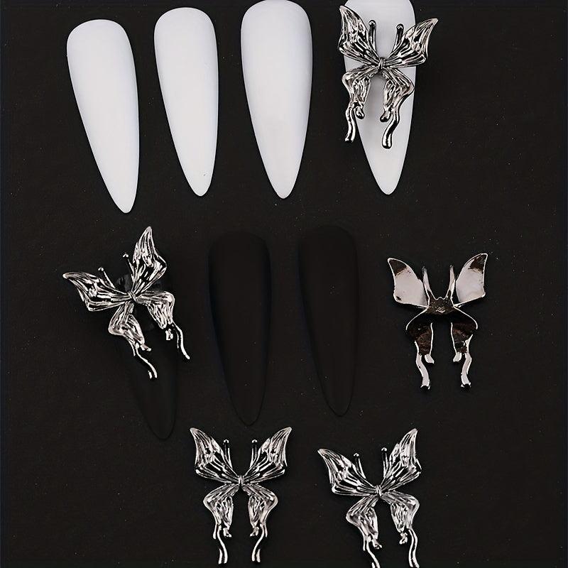 20 Pcs 3D Alloy Butterfly Nail Charms with Crystal Decoration