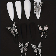 20 Pcs 3D Alloy Butterfly Nail Charms with Crystal Decoration