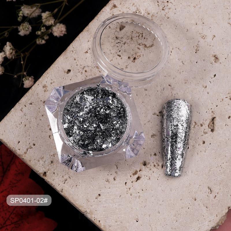 12 Colors Foil Powder Glitter Nail Powder Nail Art Decorations Charms