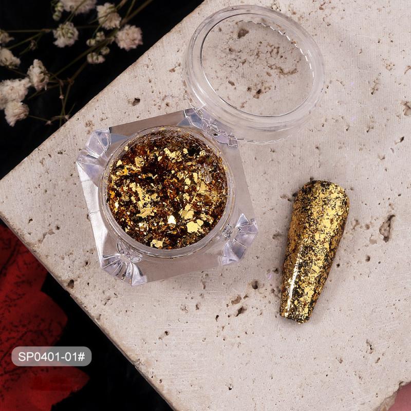12 Colors Foil Powder Glitter Nail Powder Nail Art Decorations Charms