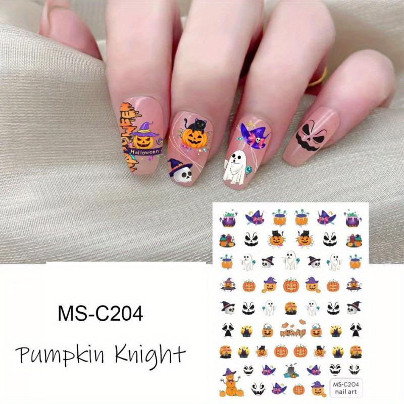 Halloween Nail Art Stickers Ghost Candy Pumpkin Cat Self Adhesive Decals