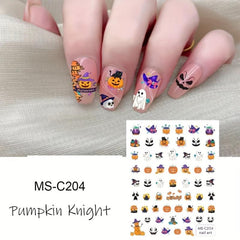 Halloween Nail Art Stickers Ghost Candy Pumpkin Cat Self Adhesive Decals