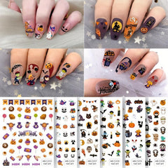 Halloween Nail Art Stickers Ghost Candy Pumpkin Cat Self Adhesive Decals
