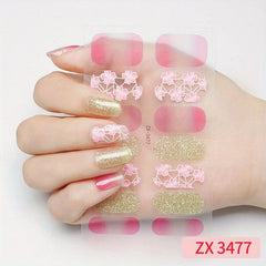 Gradient Glitter Nail Stickers Set Full Wraps Polish Stickers Decal Strips