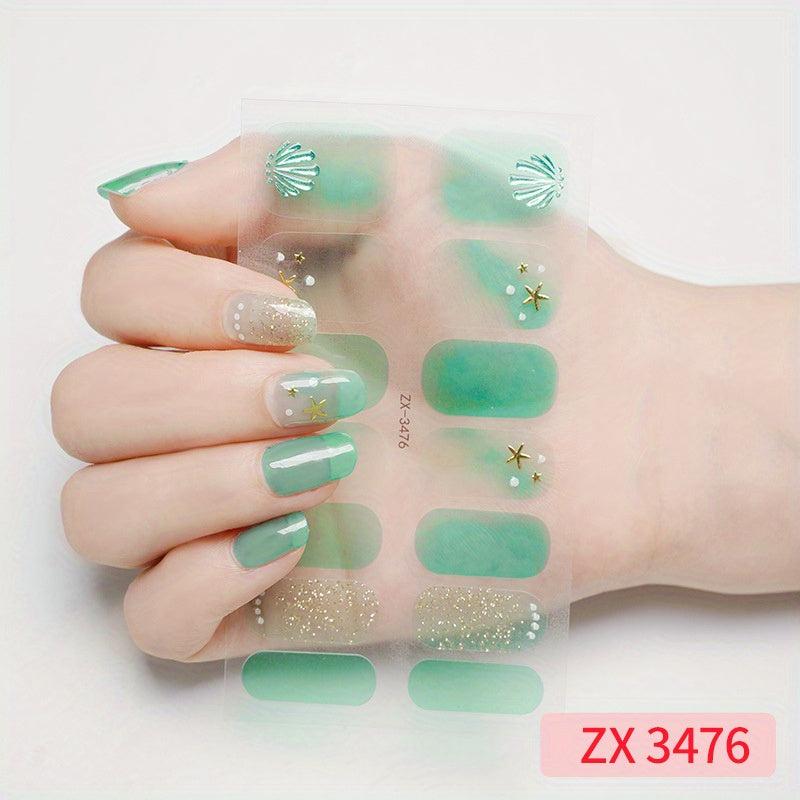 Gradient Glitter Nail Stickers Set Full Wraps Polish Stickers Decal Strips