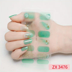 Gradient Glitter Nail Stickers Set Full Wraps Polish Stickers Decal Strips