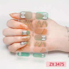 Gradient Glitter Nail Stickers Set Full Wraps Polish Stickers Decal Strips