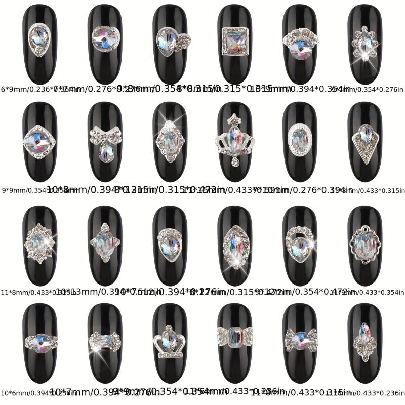 48pc Nail Art Charms AB Crystal Rhinestones Alloy Nail Accessories