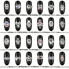 48pc Nail Art Charms AB Crystal Rhinestones Alloy Nail Accessories