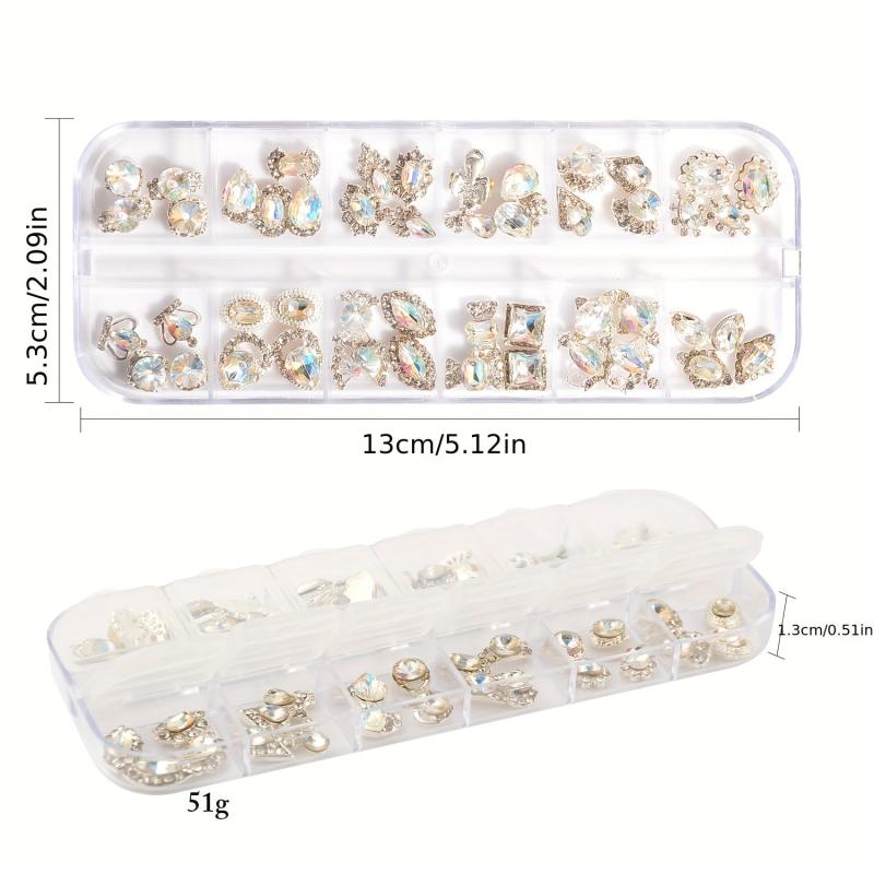 48pc Nail Art Charms AB Crystal Rhinestones Alloy Nail Accessories