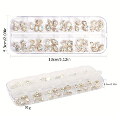 48pc Nail Art Charms AB Crystal Rhinestones Alloy Nail Accessories