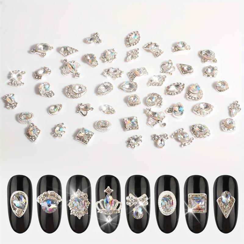 48pc Nail Art Charms AB Crystal Rhinestones Alloy Nail Accessories