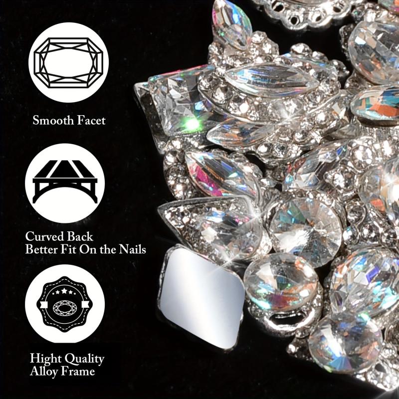48pc Nail Art Charms AB Crystal Rhinestones Alloy Nail Accessories