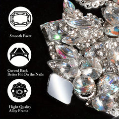 48pc Nail Art Charms AB Crystal Rhinestones Alloy Nail Accessories