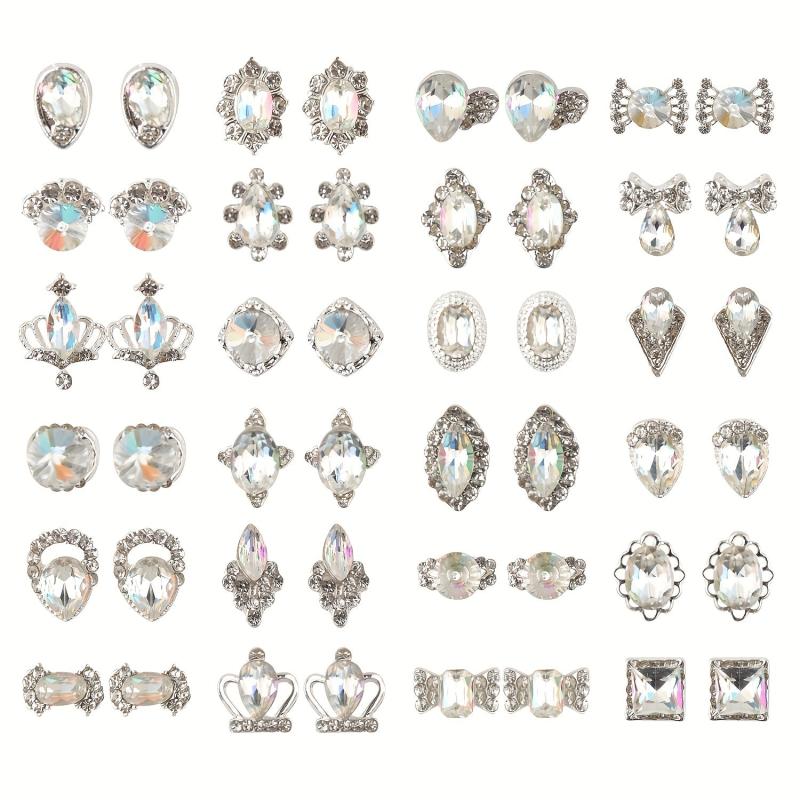 48pc Nail Art Charms AB Crystal Rhinestones Alloy Nail Accessories