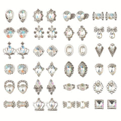 48pc Nail Art Charms AB Crystal Rhinestones Alloy Nail Accessories