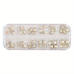 48pc Nail Art Charms AB Crystal Rhinestones Alloy Nail Accessories