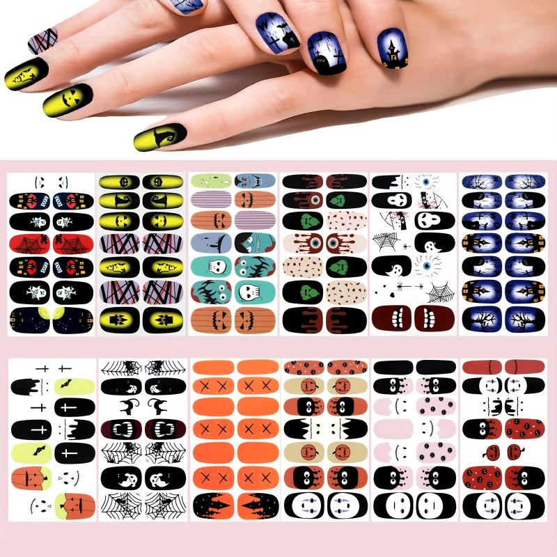 Halloween Nail Polish Strips Pumpkin Skull Ghost Nail Decals for Women