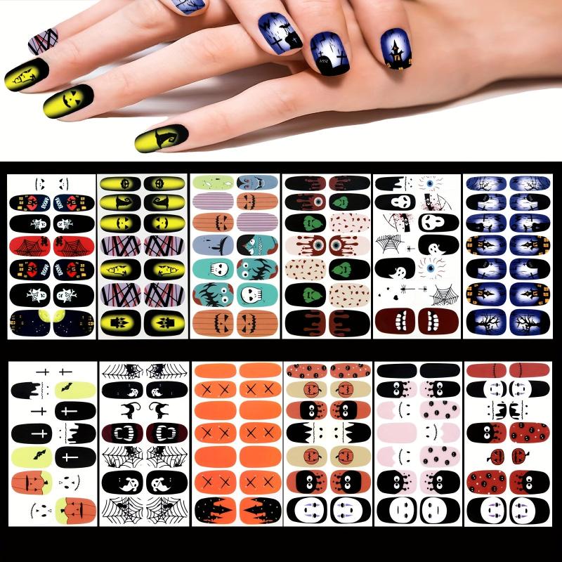 Halloween Nail Polish Strips Pumpkin Skull Ghost Nail Decals for Women