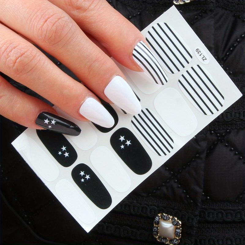 Colorful Full Wraps Nail Polish Stickers Self Adhesive Nail Art Decal Strips