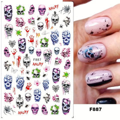 5pcs Halloween Nail Art Stickers Pumpkin Skull Ghost Decals DIY Nail Salons