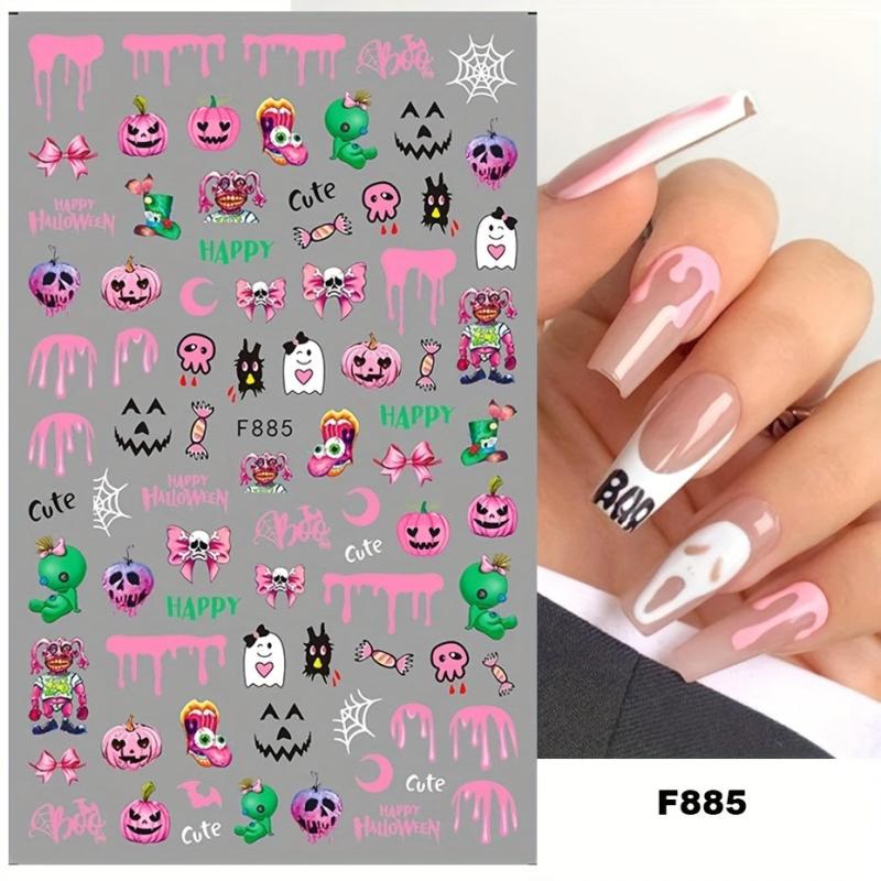 5pcs Halloween Nail Art Stickers Pumpkin Skull Ghost Decals DIY Nail Salons