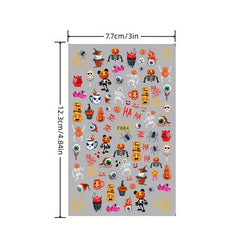 5pcs Halloween Nail Art Stickers Pumpkin Skull Ghost Decals DIY Nail Salons