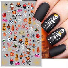 5pcs Halloween Nail Art Stickers Pumpkin Skull Ghost Decals DIY Nail Salons