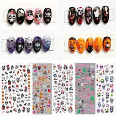 5pcs Halloween Nail Art Stickers Pumpkin Skull Ghost Decals DIY Nail Salons