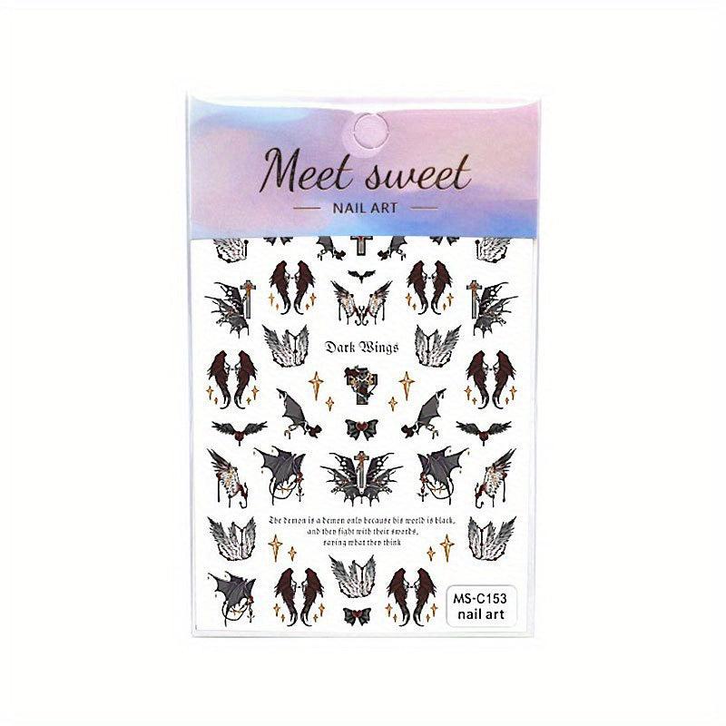 Halloween Nail Art Stickers Scary Ghost Bat Sugar Skull Self Adhesive Decoration