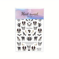 Halloween Nail Art Stickers Scary Ghost Bat Sugar Skull Self Adhesive Decoration