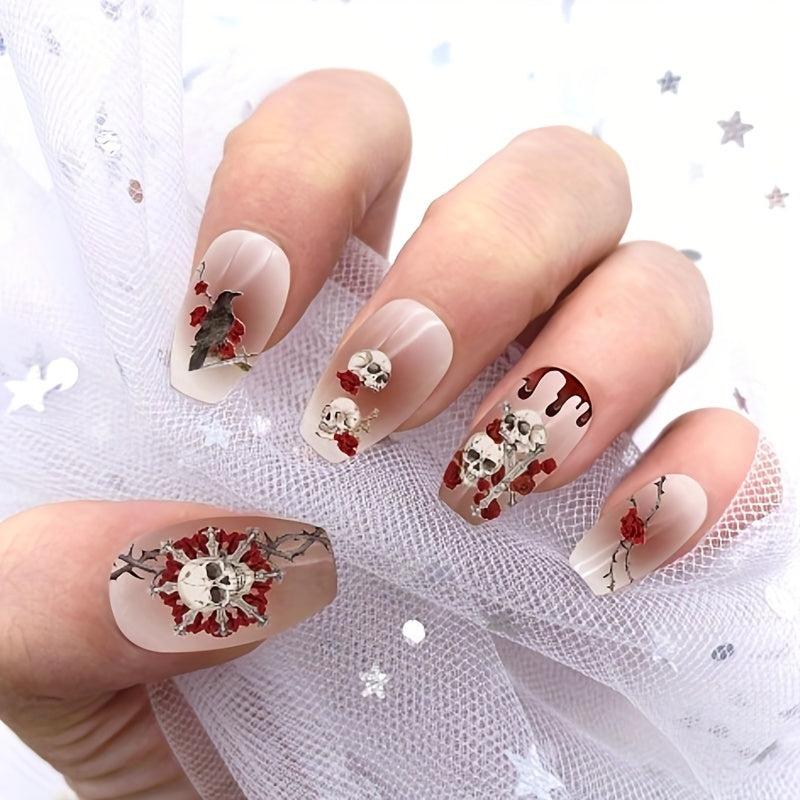 Halloween Nail Art Stickers Scary Ghost Bat Sugar Skull Self Adhesive Decoration