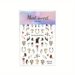 Halloween Nail Art Stickers Scary Ghost Bat Sugar Skull Self Adhesive Decoration