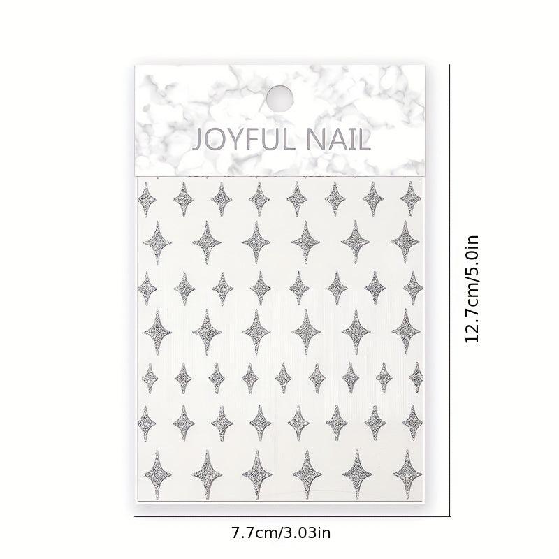 Metallic Nail Stickers Heart Bear Butterfly Stars Self Adhesive Nail Gift