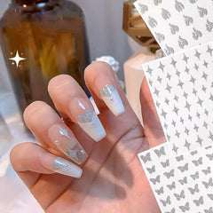 Metallic Nail Stickers Heart Bear Butterfly Stars Self Adhesive Nail Gift