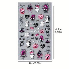 5D Embossed Halloween Nail Art Stickers Self Adhesive Nail Decals