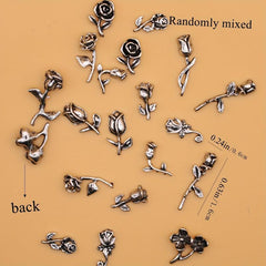 20pcs Vintage Rose Flower Nail Art Charms Punk Style Nail Art Supplies
