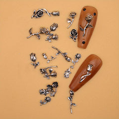 20pcs Vintage Rose Flower Nail Art Charms Punk Style Nail Art Supplies